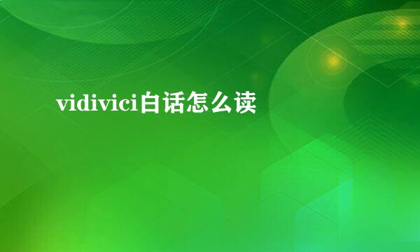 vidivici白话怎么读