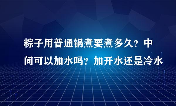 粽子用普通锅煮要煮多久?中间可以加水吗?加开水还是冷水
