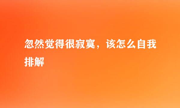 忽然觉得很寂寞，该怎么自我排解