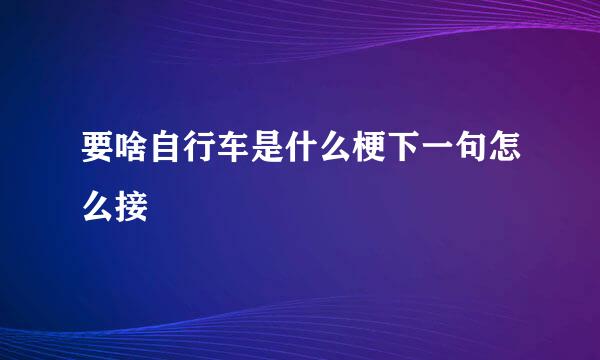要啥自行车是什么梗下一句怎么接