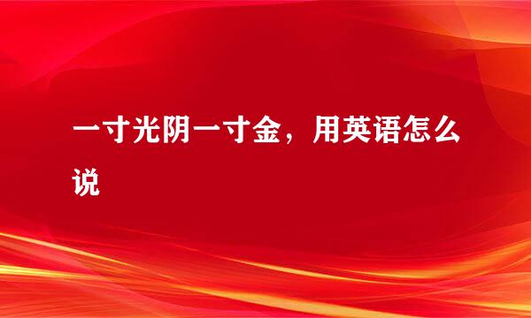 一寸光阴一寸金，用英语怎么说