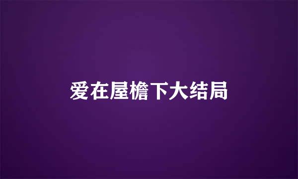 爱在屋檐下大结局
