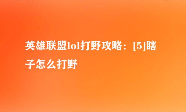 英雄联盟lol打野攻略：[5]瞎子怎么打野