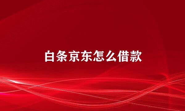 白条京东怎么借款