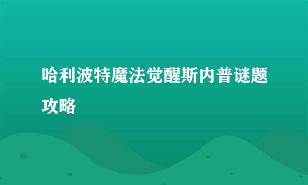哈利波特魔法觉醒斯内普谜题攻略