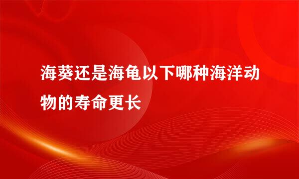 海葵还是海龟以下哪种海洋动物的寿命更长