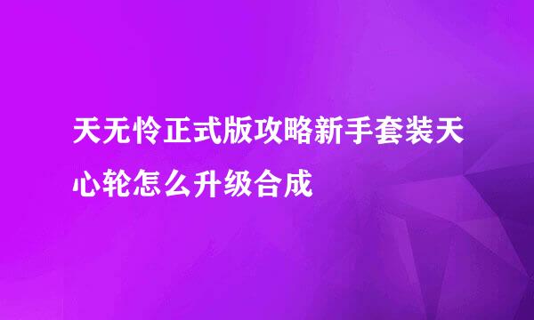 天无怜正式版攻略新手套装天心轮怎么升级合成