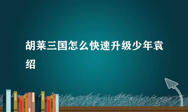 胡莱三国怎么快速升级少年袁绍