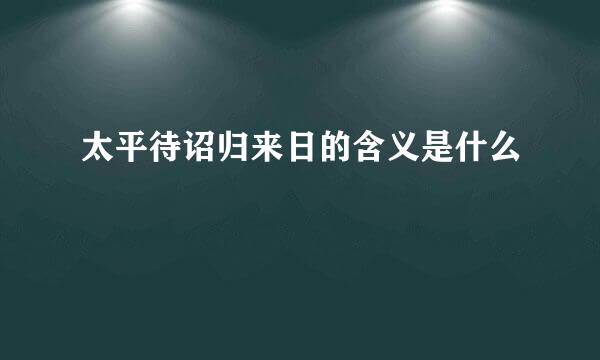 太平待诏归来日的含义是什么