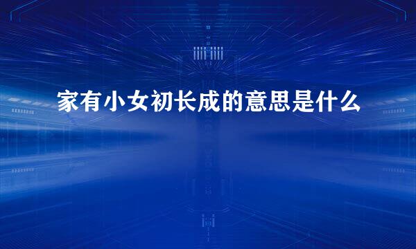 家有小女初长成的意思是什么