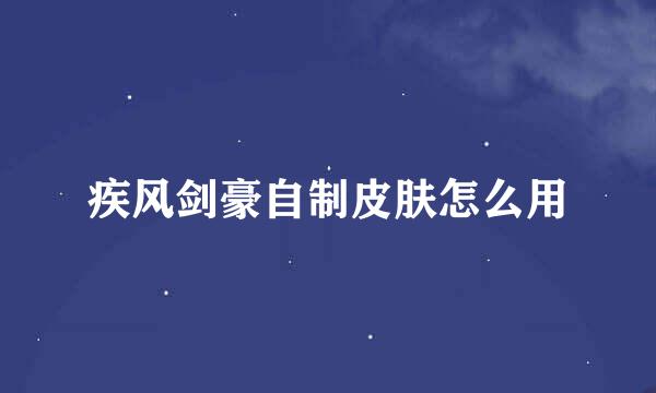 疾风剑豪自制皮肤怎么用