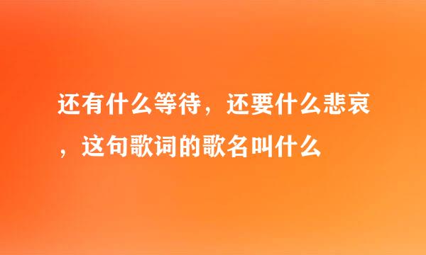 还有什么等待,还要什么悲哀,这句歌词的歌名叫什么