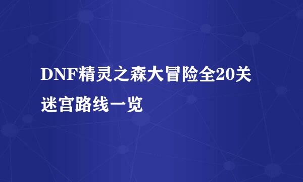DNF精灵之森大冒险全20关迷宫路线一览