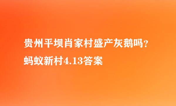 贵州平坝肖家村盛产灰鹅吗？蚂蚁新村4.13答案