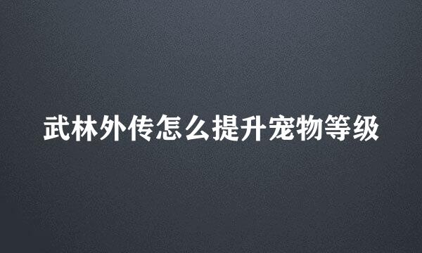 武林外传怎么提升宠物等级