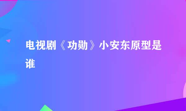 电视剧《功勋》小安东原型是谁