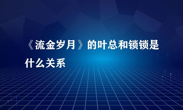 《流金岁月》的叶总和锁锁是什么关系
