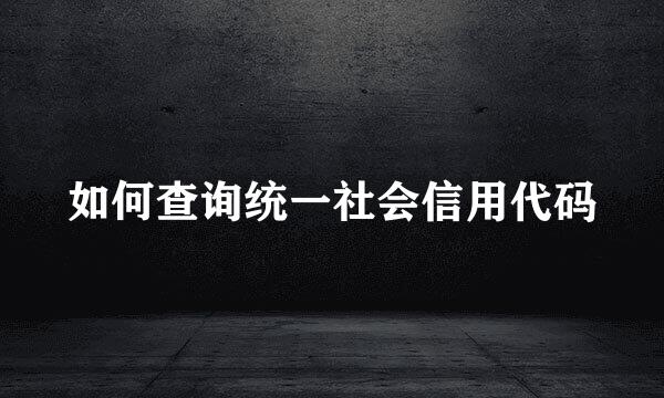如何查询统一社会信用代码