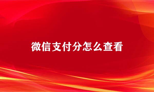 微信支付分怎么查看