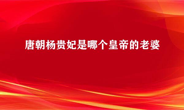 唐朝杨贵妃是哪个皇帝的老婆