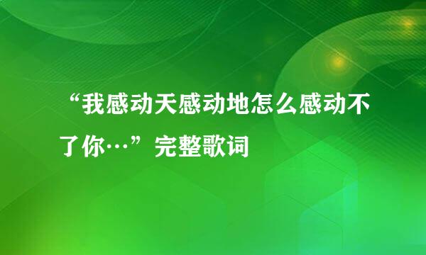 “我感动天感动地怎么感动不了你…”完整歌词