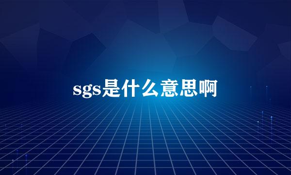 sgs是什么意思啊