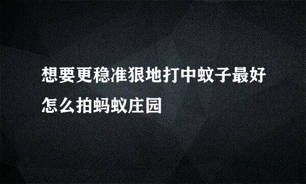想要更稳准狠地打中蚊子最好怎么拍蚂蚁庄园