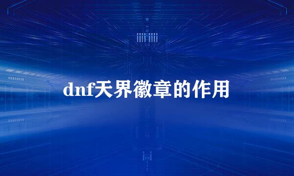 dnf天界徽章的作用
