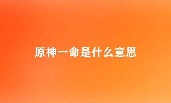 原神一命是什么意思