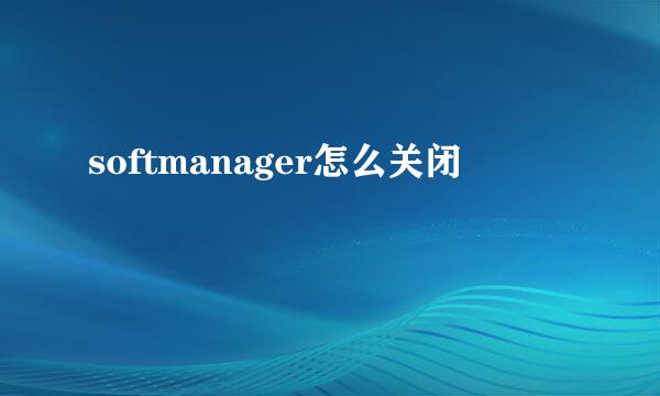 softmanager怎么关闭