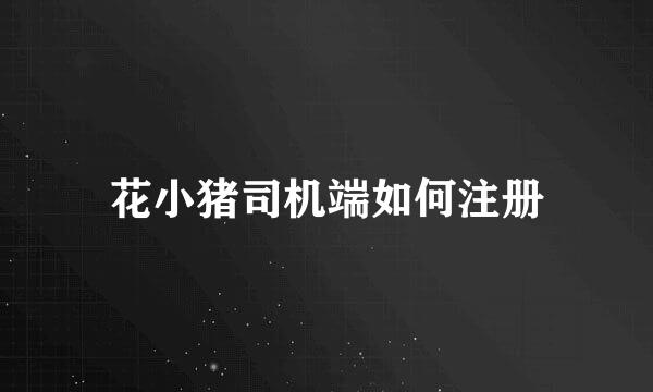 花小猪司机端如何注册