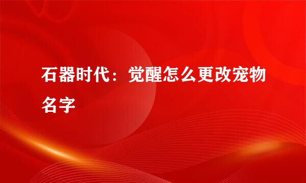 石器时代：觉醒怎么更改宠物名字