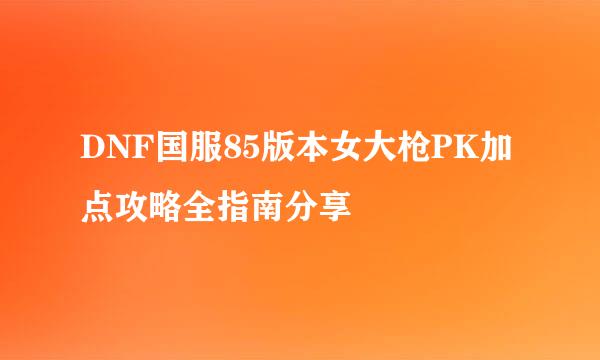 DNF国服85版本女大枪PK加点攻略全指南分享