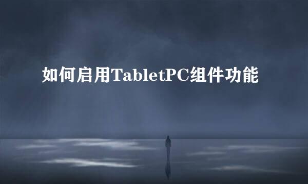 如何启用TabletPC组件功能