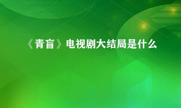 《青盲》电视剧大结局是什么