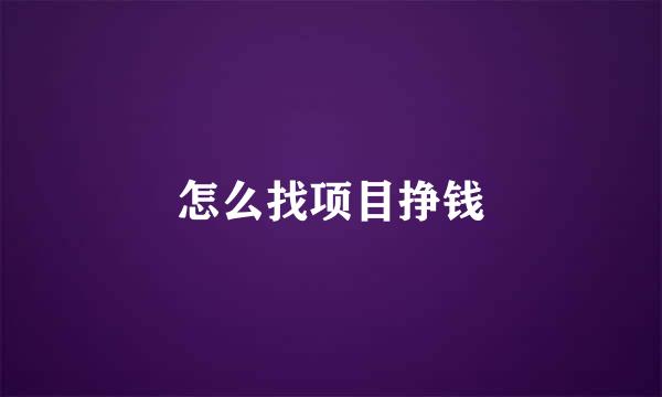 怎么找项目挣钱