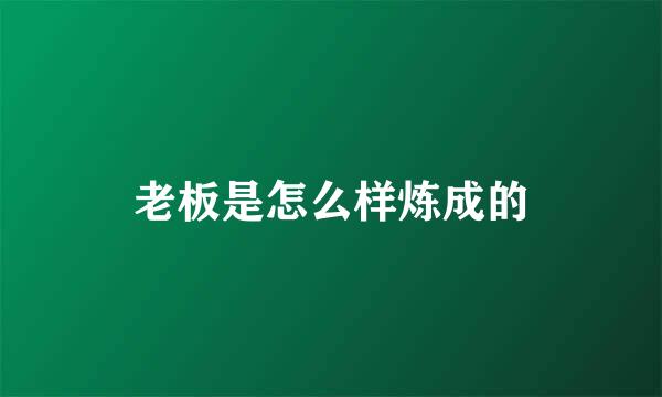老板是怎么样炼成的
