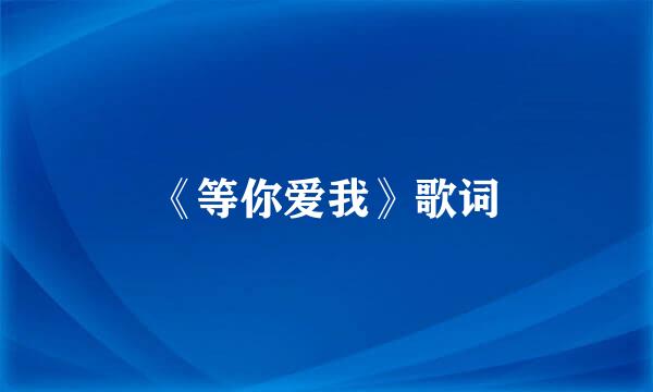 《等你爱我》歌词