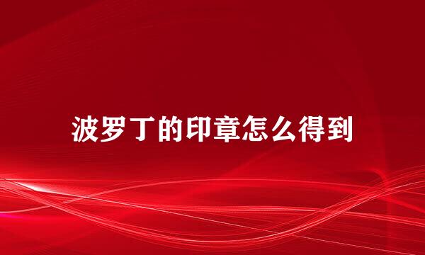波罗丁的印章怎么得到