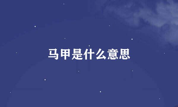 马甲是什么意思