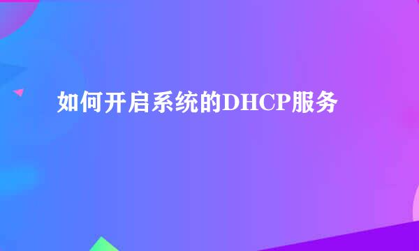 如何开启系统的DHCP服务