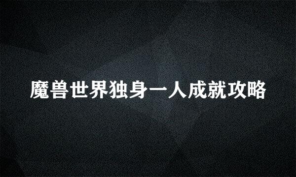 魔兽世界独身一人成就攻略