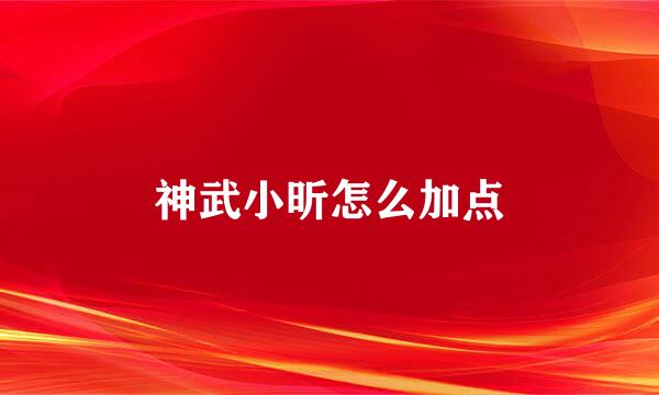 神武小昕怎么加点