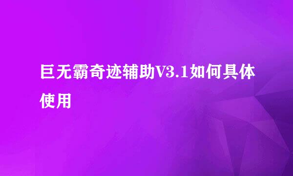 巨无霸奇迹辅助V3.1如何具体使用