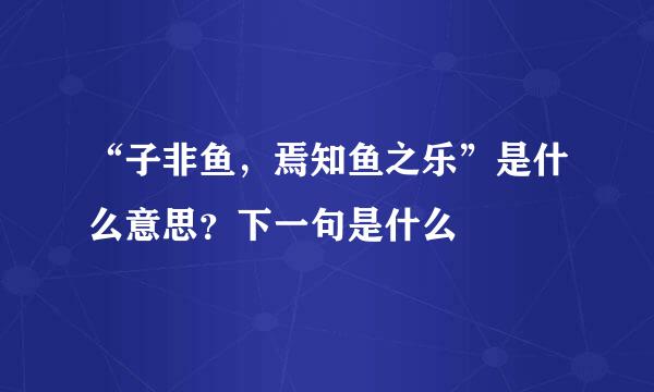 “子非鱼,焉知鱼之乐”是什么意思?下一句是什么