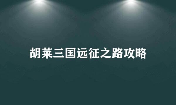 胡莱三国远征之路攻略