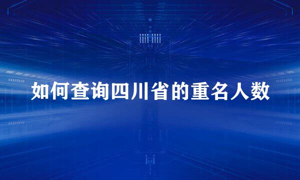 如何查询四川省的重名人数