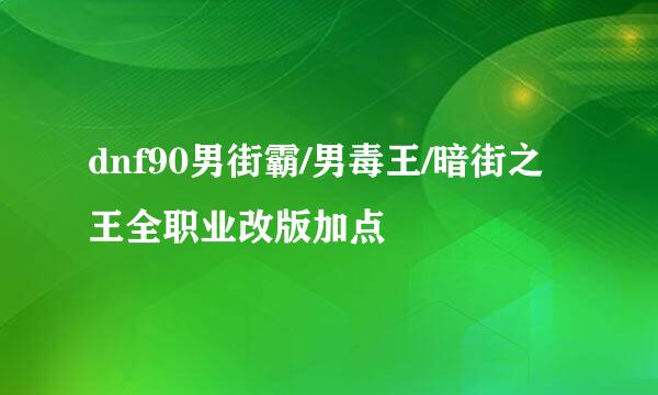 dnf90男街霸/男毒王/暗街之王全职业改版加点