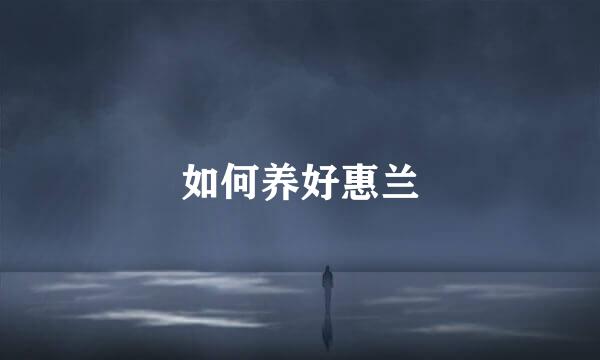 如何养好惠兰