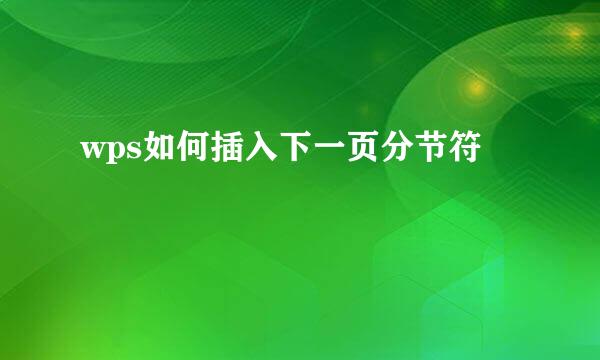 wps如何插入下一页分节符